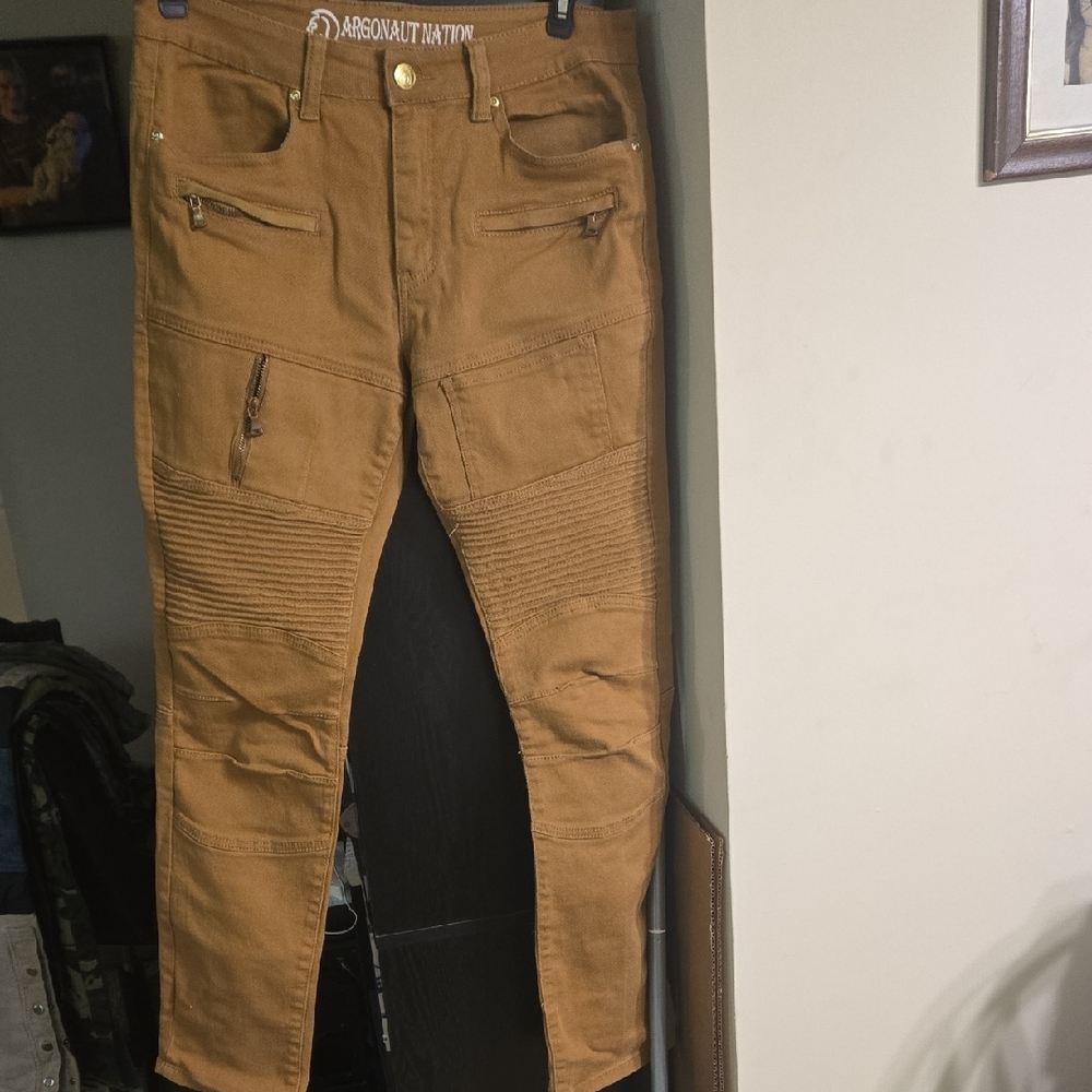 Argonaut Nation Tan Trousers with Gold Accent